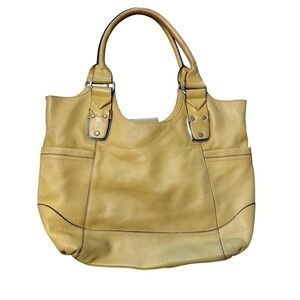 B. Makowsky‎ Butter Yellow Mustard Leather Shoulder Handbag